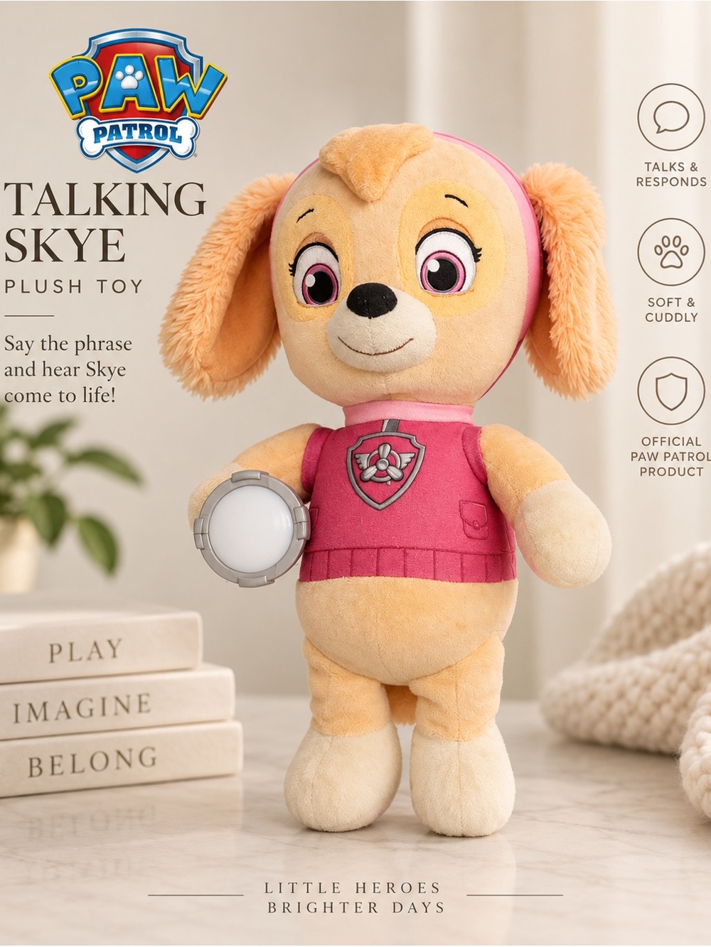 Paw Patrol Skye Plush - Pink & Tan